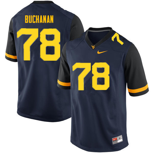 NCAA Men's Daniel Buchanan West Virginia Mountaineers Navy #78 Nike Stitched Football College Authentic Jersey OQ23H67QJ